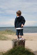 boy on the beach near the ocean