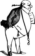 black and white graphic image of a comic fat man