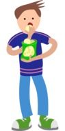 Boy eating cookings, drawing