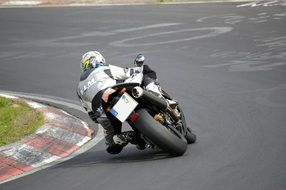 Motorbike turning on racing track, germany, Nordschleife