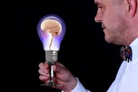man with a flash of thoughts in his hands