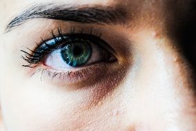 beautiful green girl eyes close up