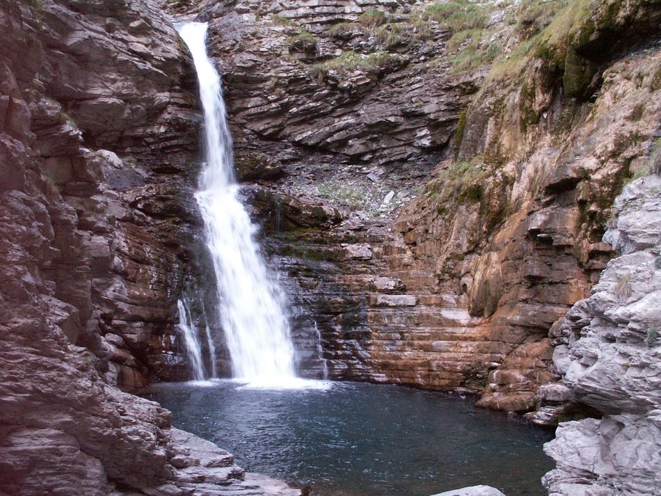 water cascade in alpine rocks