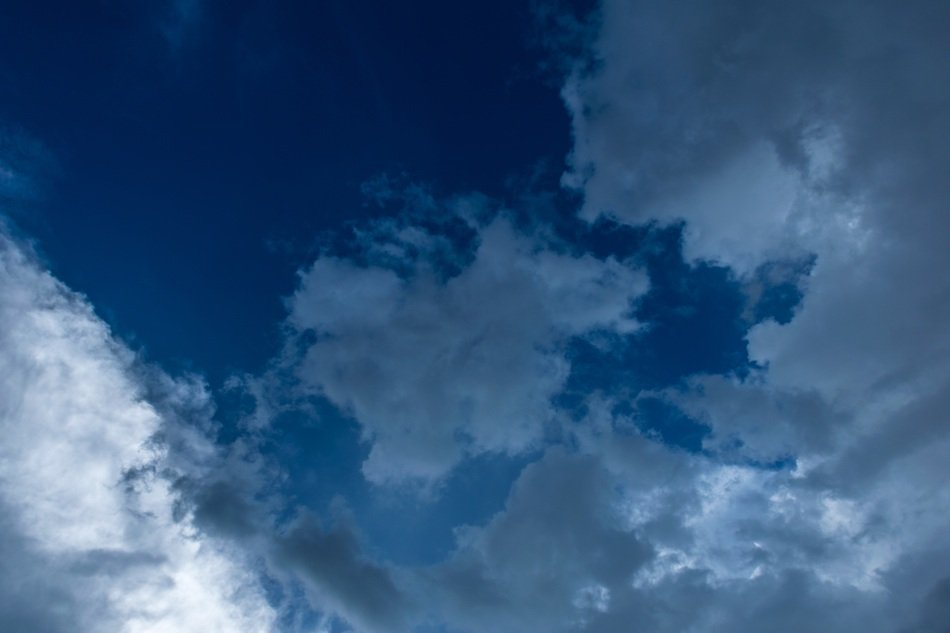 Beautiful white thunderclouds in the blue sky