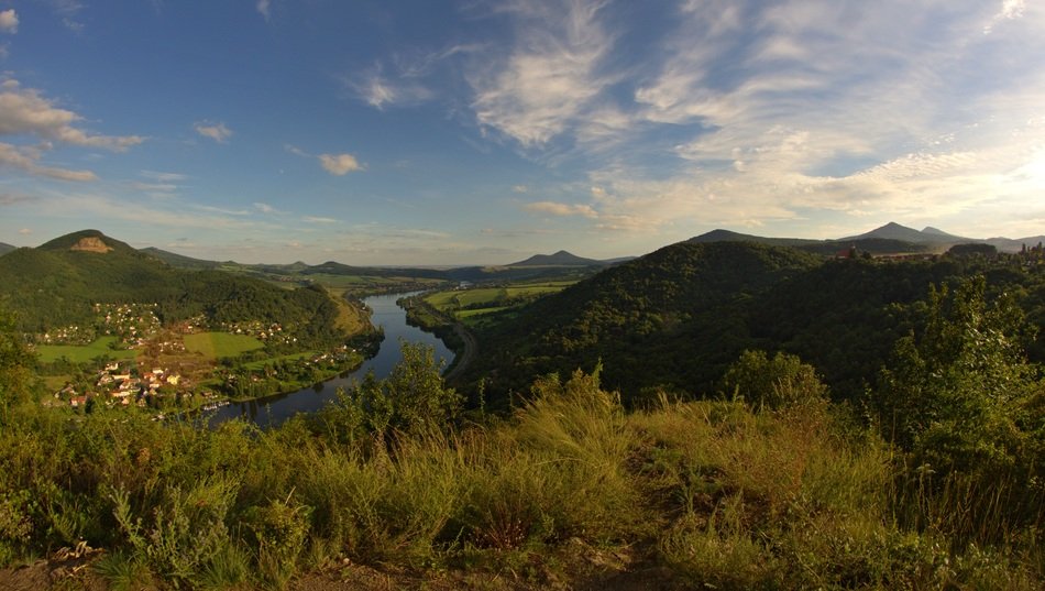 panorama of the gate to the Czech Republic at sunset