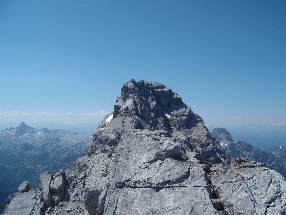 top of the mountain against the blue sky