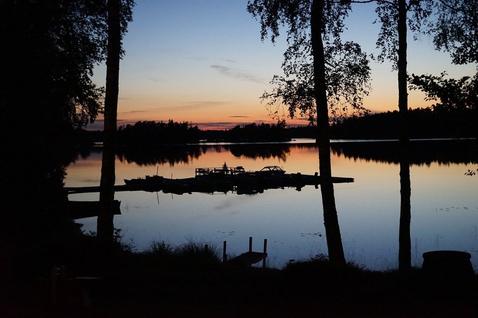 sunset over the lake in scandinavia