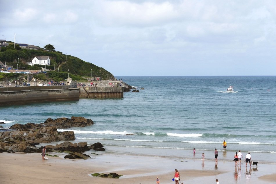 panoramic view of british beach in cornwall