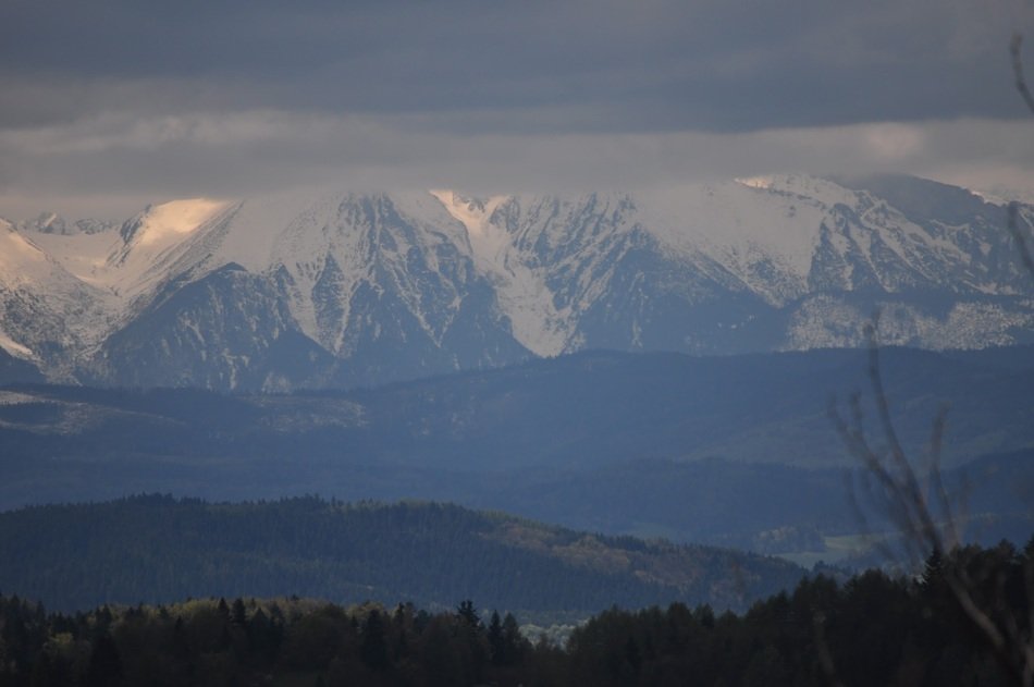 distant view of polish packaging in the snow
