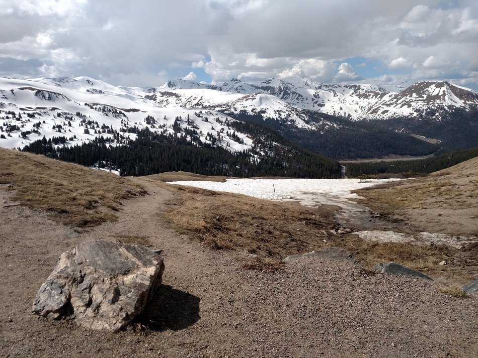 stone in the snowy mountains