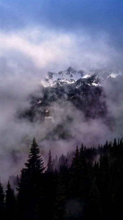 crystal mountain in the clouds