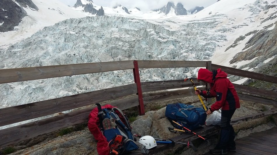 people climb the glacier