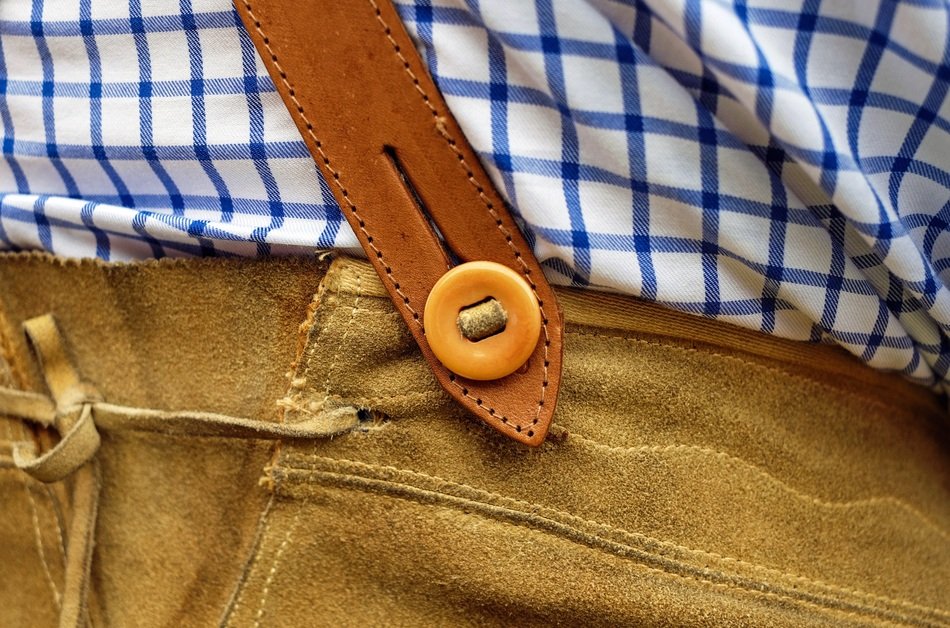 button on the leather pants