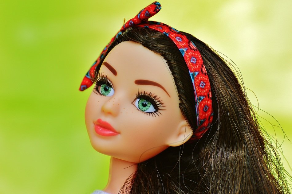 beautiful doll with green eyes