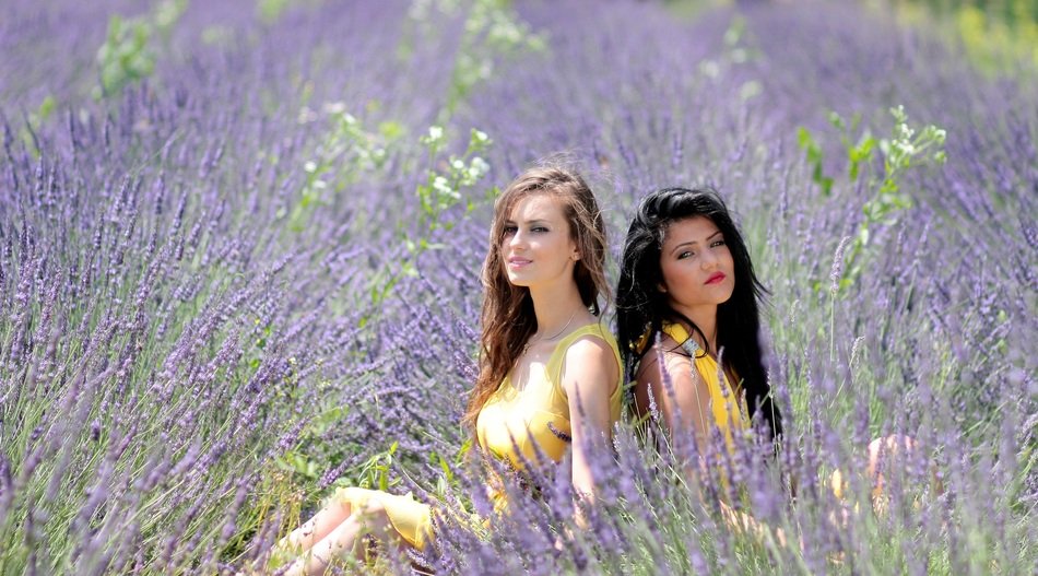 Girls in Lavender field