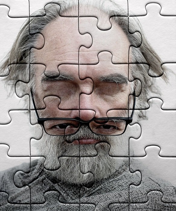 Puzzle with the man with the glasses clipart