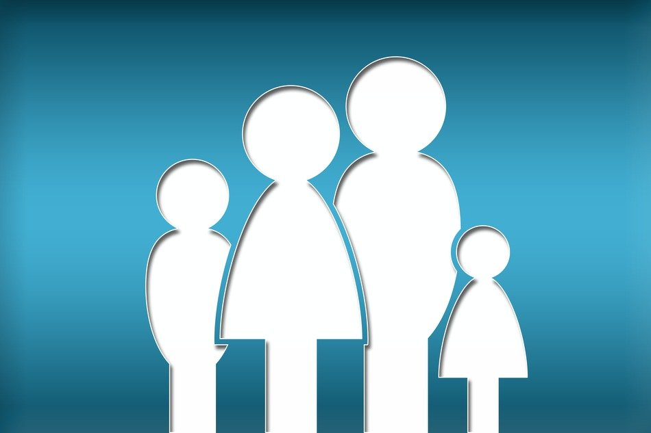 White family on a blue background