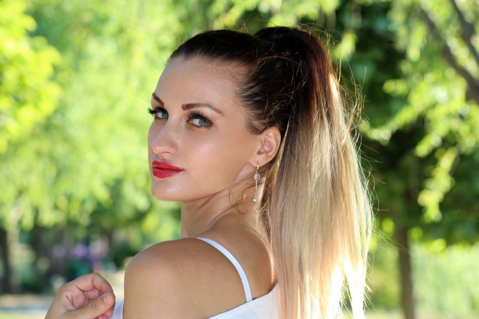 beautiful girl in profile closeup