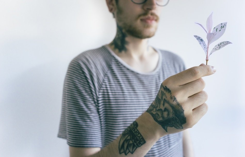 hand in tattoos close-up