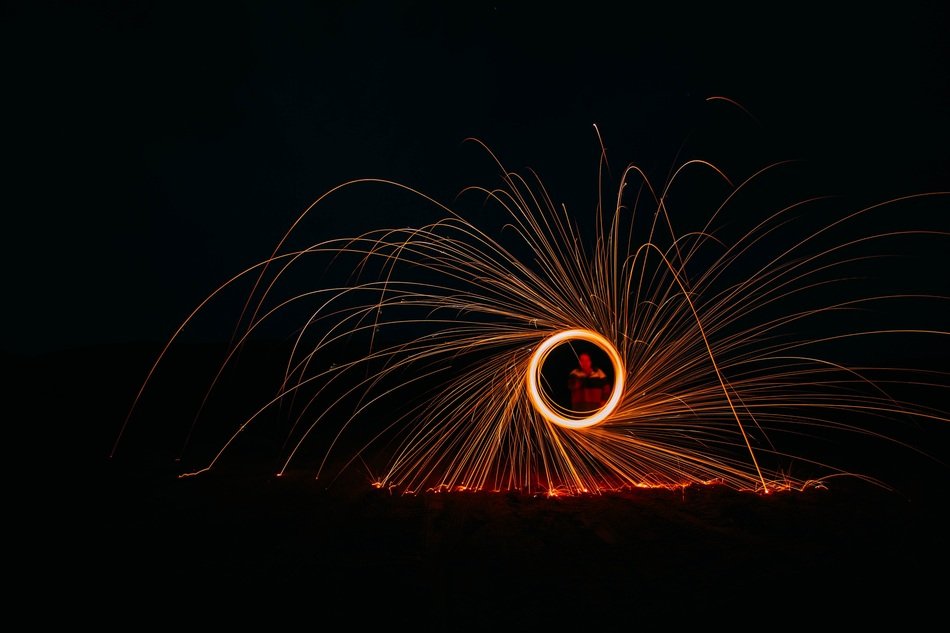 spiral firework in the dark