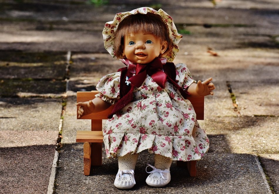 funny doll on the bench