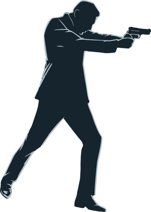 Silhouette of the man with the gun clipart