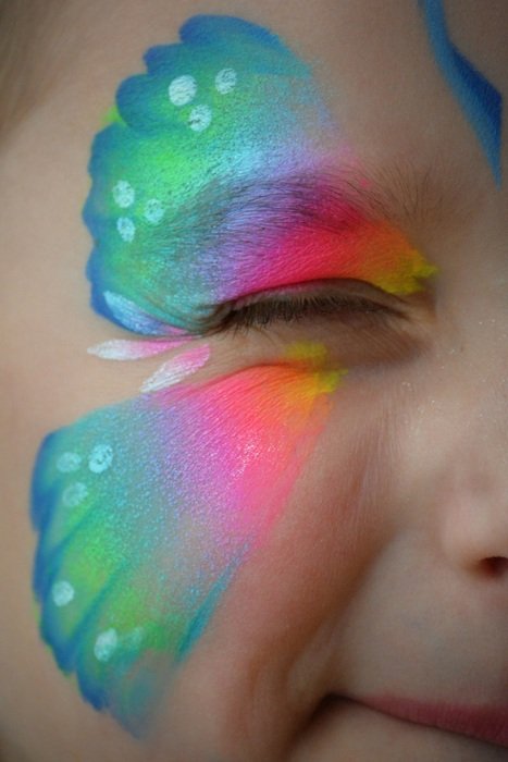 makeup in the form of a butterfly on a child's face