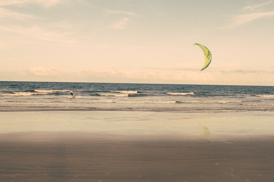 landscape of Kite surfing in the ocean on vacation