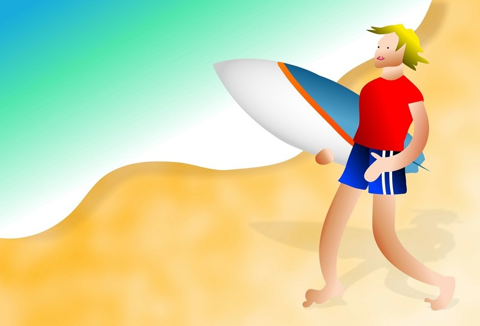 painted surfer on the beach