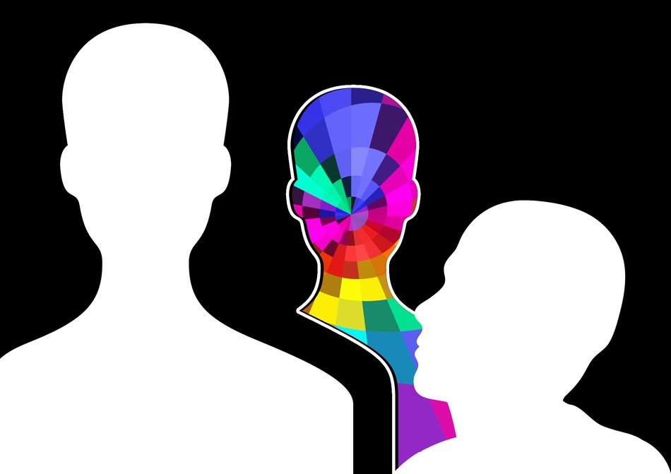 silhouette of the head on a black background