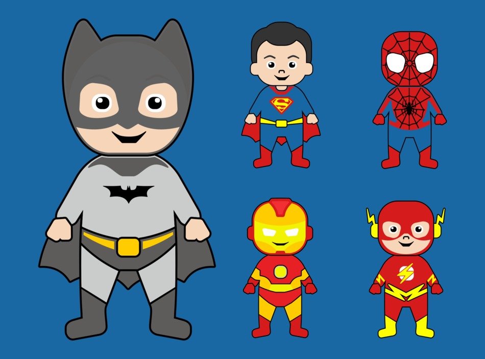 cartoon children superheroes drawing