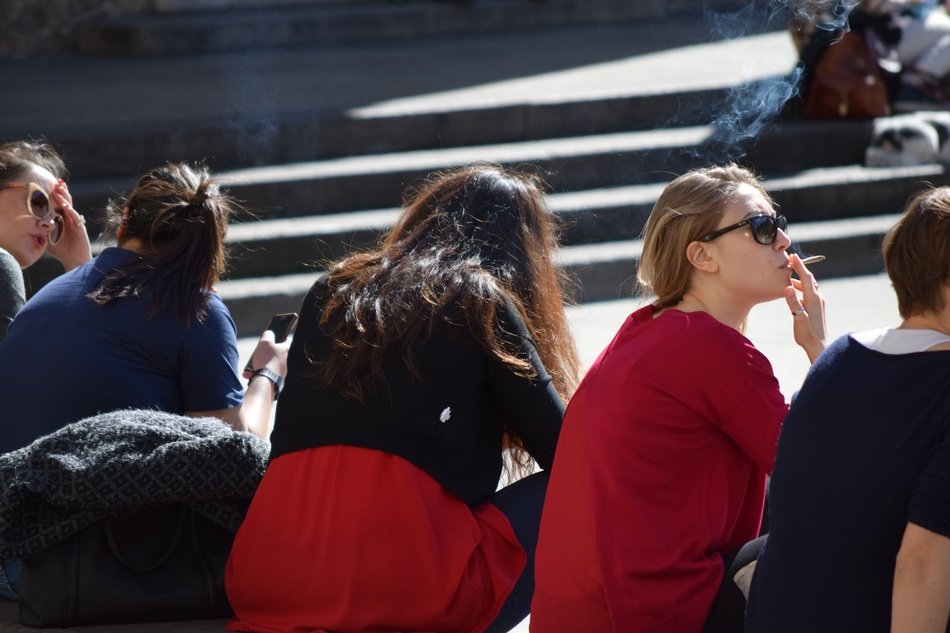resting girls in park in Italy