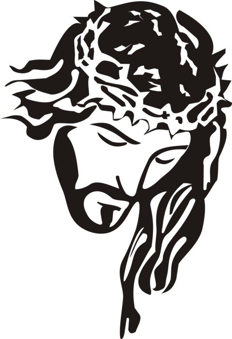 Black and white drawing of Jesus