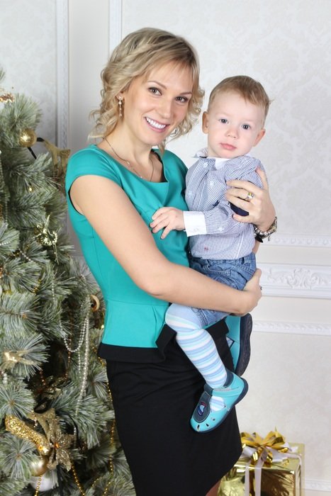beautiful and cute Mom with Son