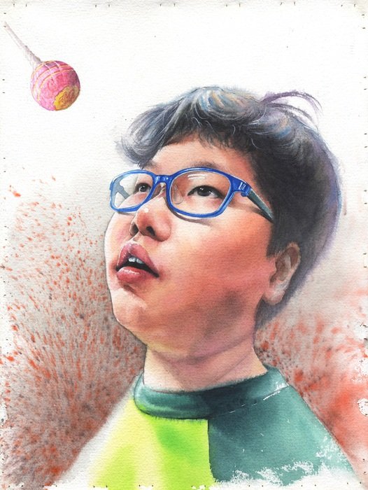 watercolor portrait of a boy