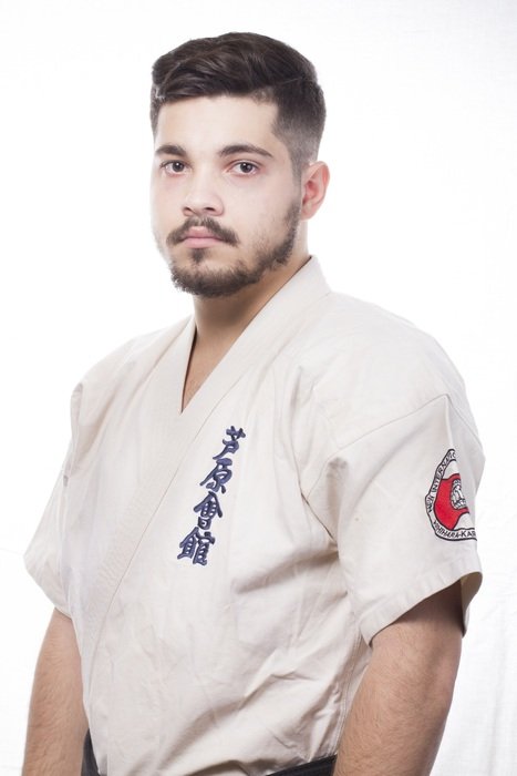 fighter in kimono in profile