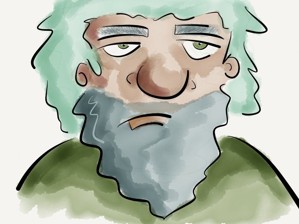 Drawing of the old man with the beard clipart