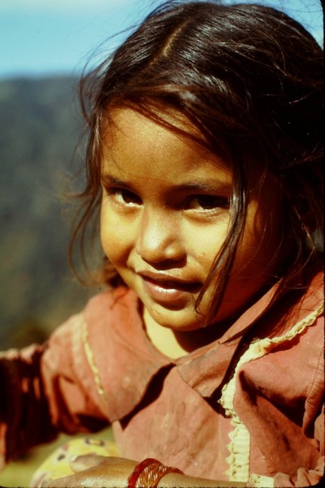 Portrait of child in a desert