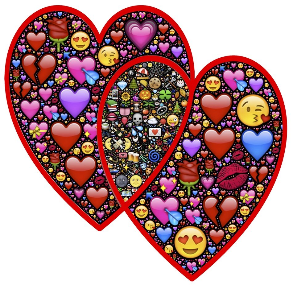 two colorful hearts as symbols of the holiday