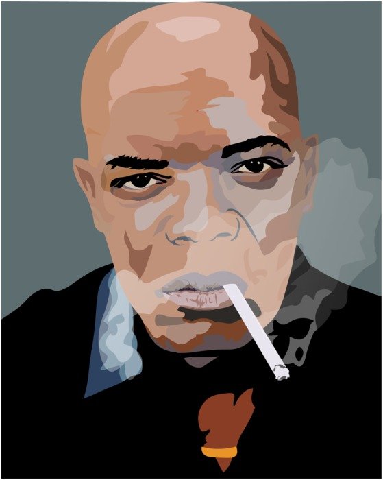 clipart of the Samuel L Jackson Actor Smokes