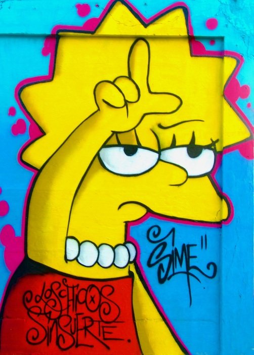cartoon Lisa Simpsont, colorful Graffiti