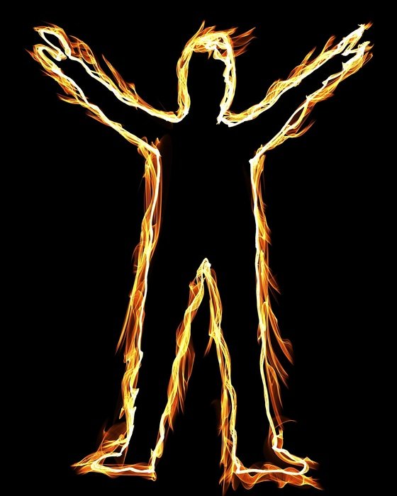 blazing silhouette of a man