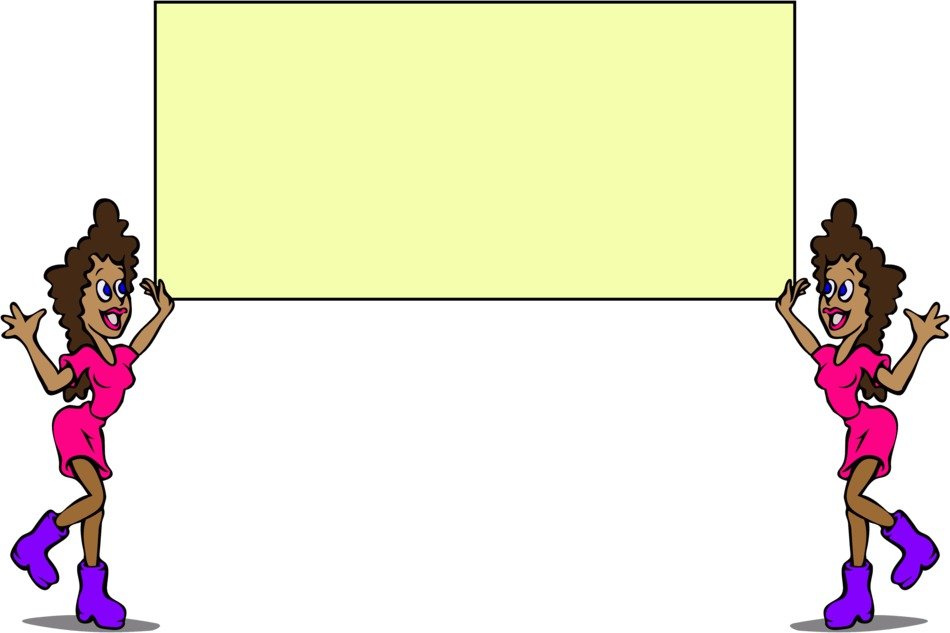 clipart of the girls and placard