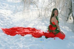 girl like a princess in the snow