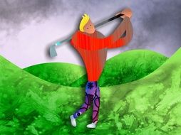 computer image of golfer