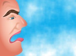 drawn profile of a man with his mouth open