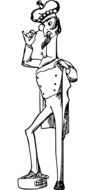 black and white graphic image of a comic king