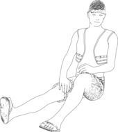 Black and white drawing of the sitting man clipart