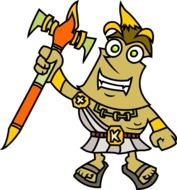 Cartoon roman warrior with axe