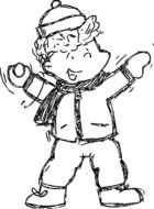 Black and white sketch of the child from cartoon clipart
